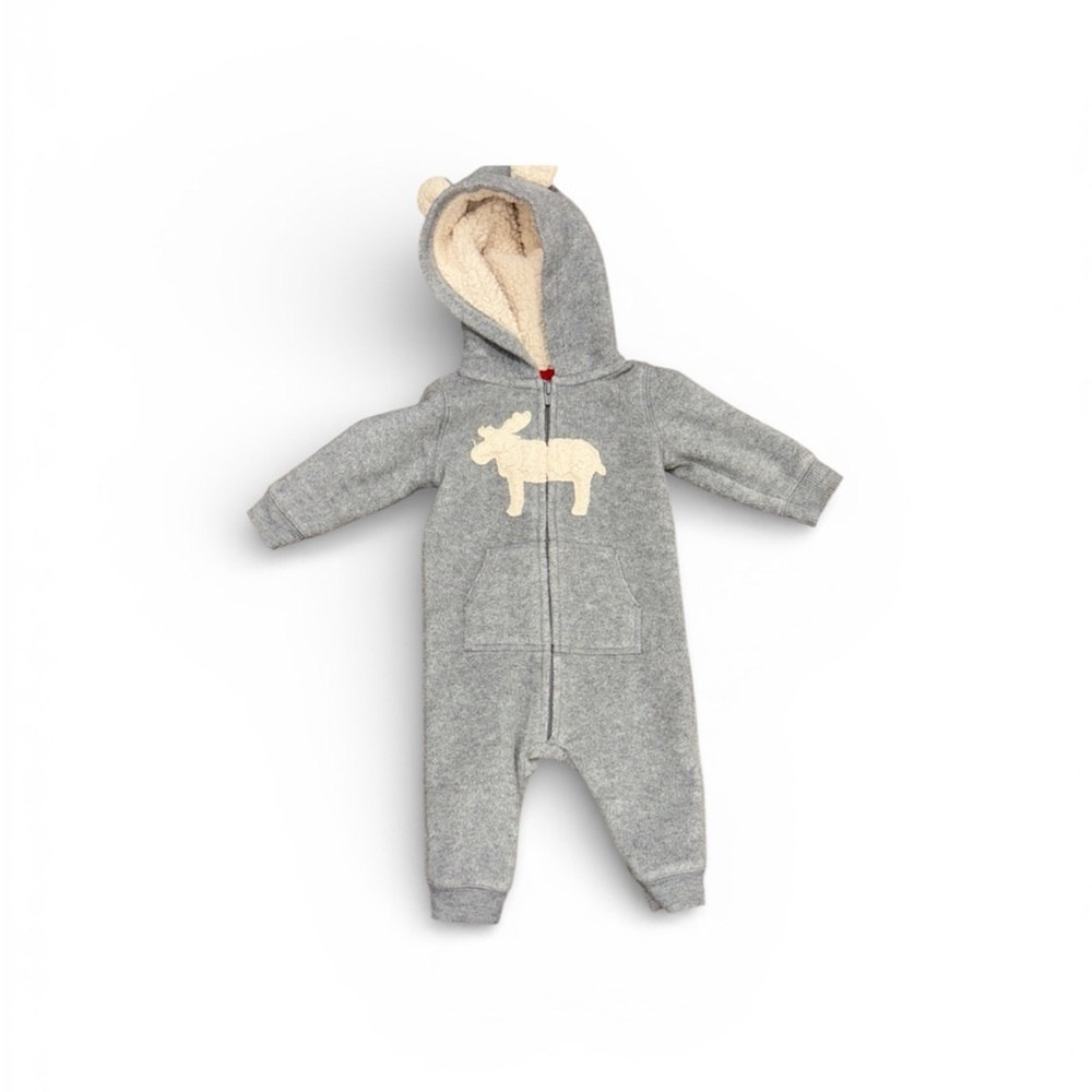 270. Carter's Gray One Piece with Moose Design Size 6 Months